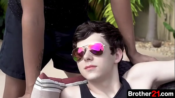 When boy finds his stepbrother lounging by the pool, he decides to join him and ask him for a massage