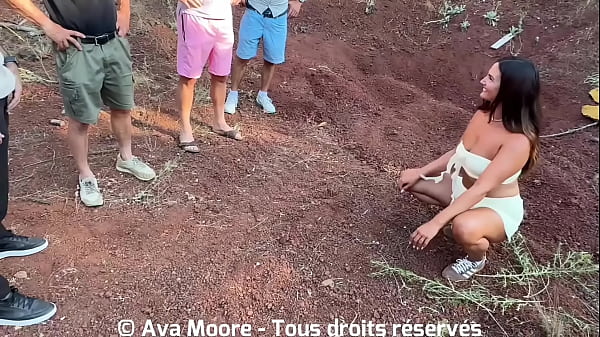 Beautiful French Amateur gets fucked by a group of strangers in the woods