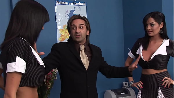 Kit and Kat: 2 slutty twins fucking in a threesome at the office