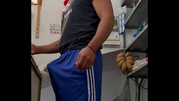 Young Mexican masturbates in a grocery store