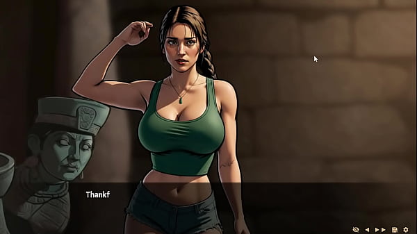 Lara geht in eine Höhle und setzt sich auf den Schwanz ihrer Freundin