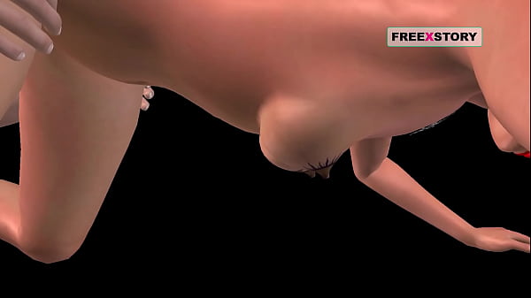 Animiertes Pornovideo mit einem indischen Mädchen, das in Hündchenstellung steht, und einem Mann, der ihre Muschi leckt und sie dann mit der Faust fickt