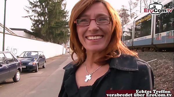 German old housewife approached on the street for a sex casting