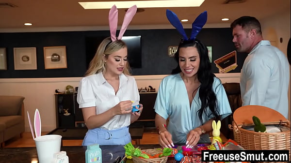 Hot friends used by horny stud during easter preparation