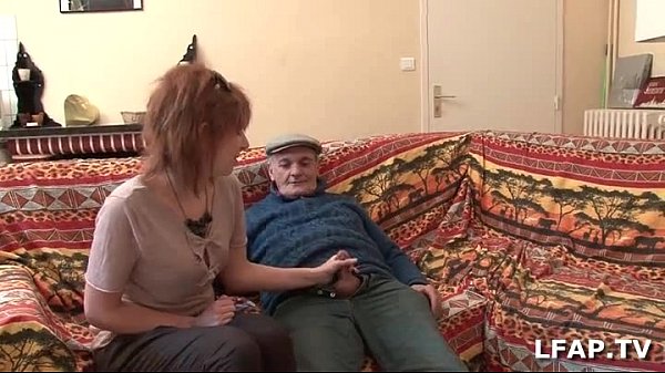 Little French redhead sodomized while she sucks grandpa voyeur